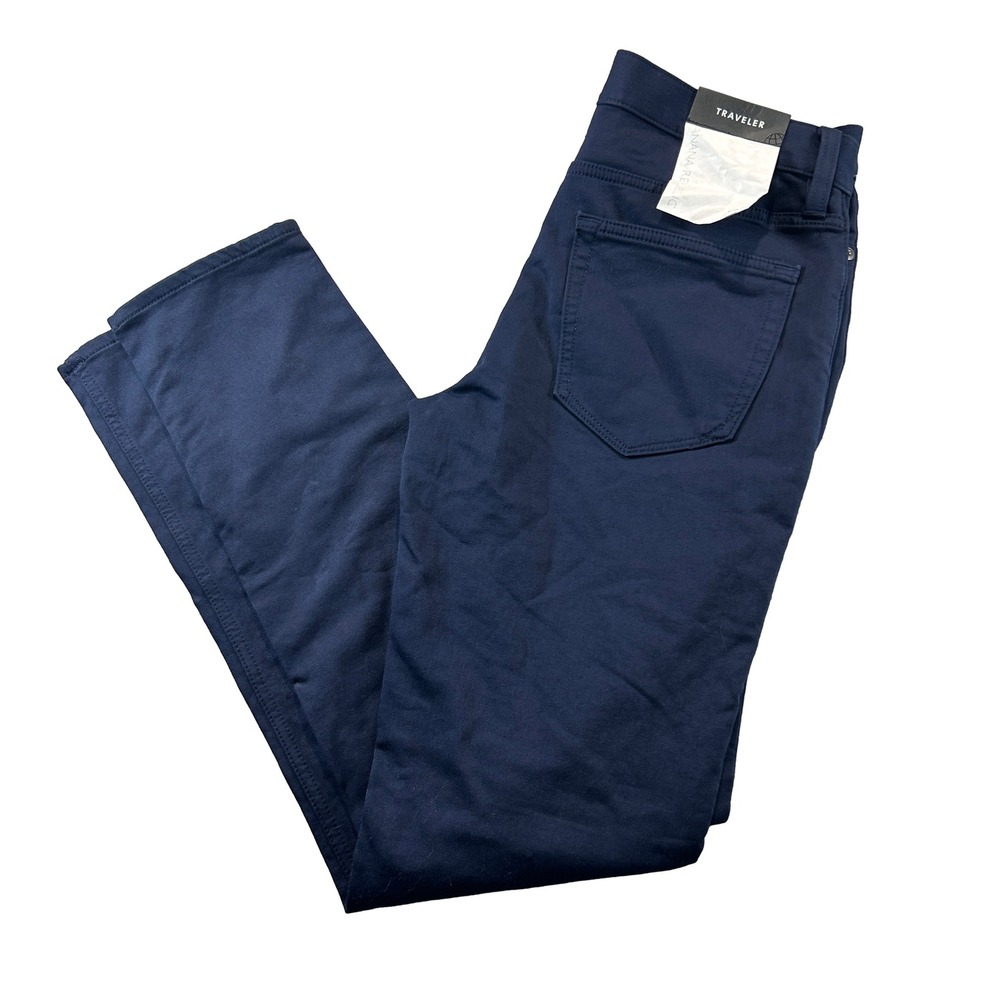 Banana Republic Traveler Pants Men 30x32 Navy Blue Slim Fit Mid Rise Stretch NEW